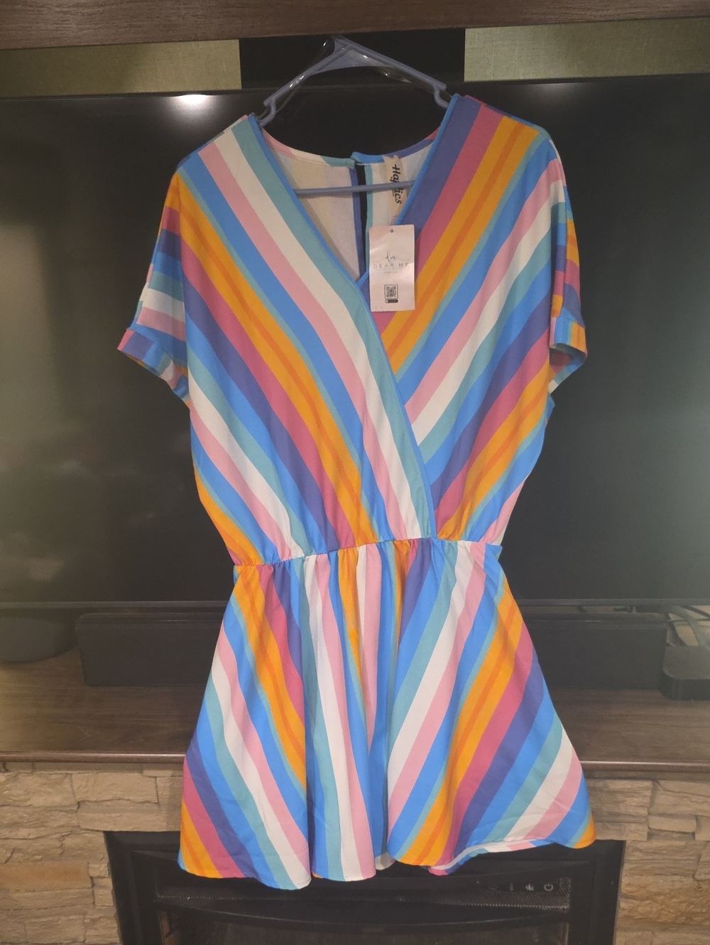 NWT Striped V-Neck Romper in Multicolor - Women